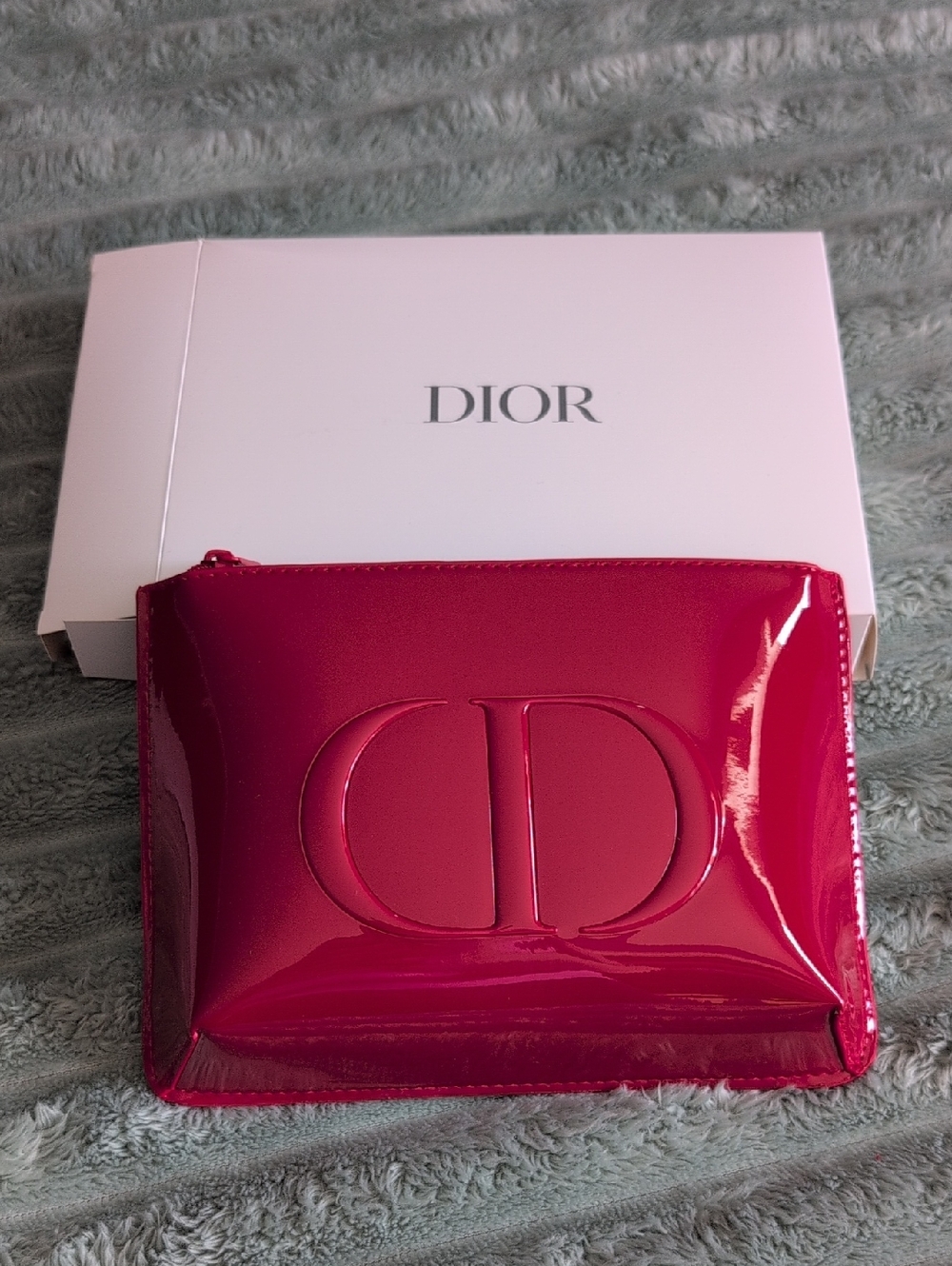 NIB Dior Glossy Red Patent Faux Leather CD Pouch